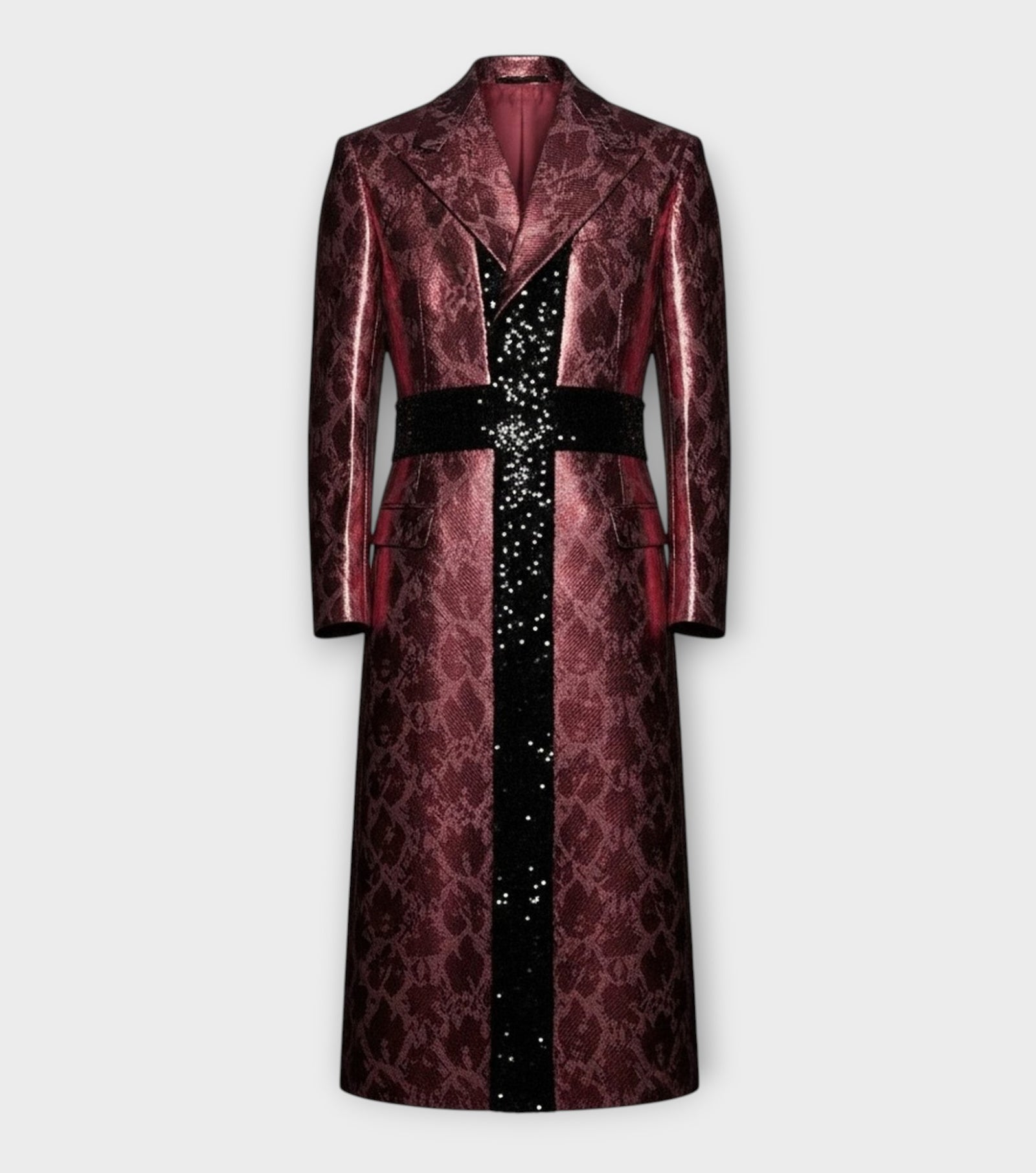 Burgundy Snake Print Long Jacket