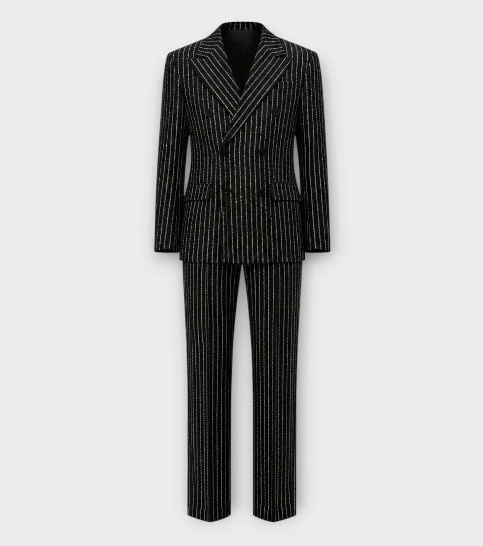 Crystal Pinstripe Double-Breasted Suit
