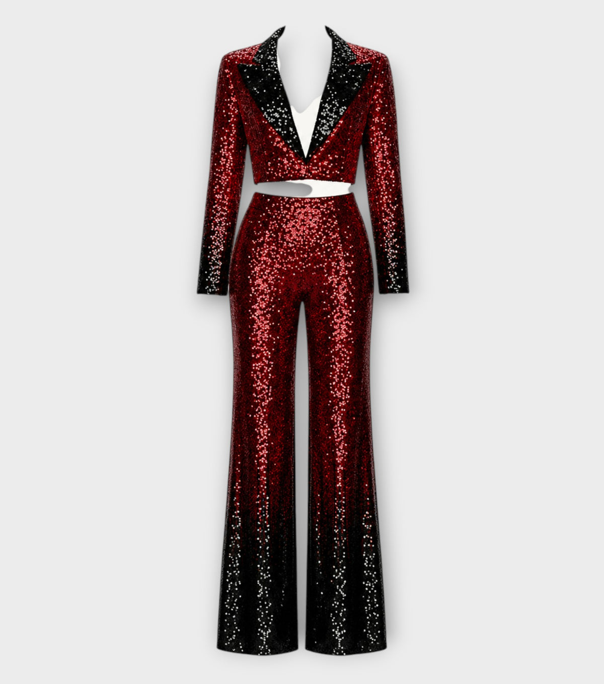 Red &amp; Black Sequin Evening Suit