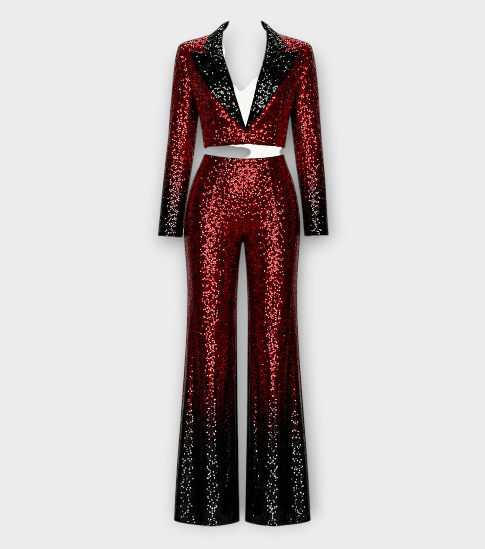 Red & Black Sequin Evening Suit
