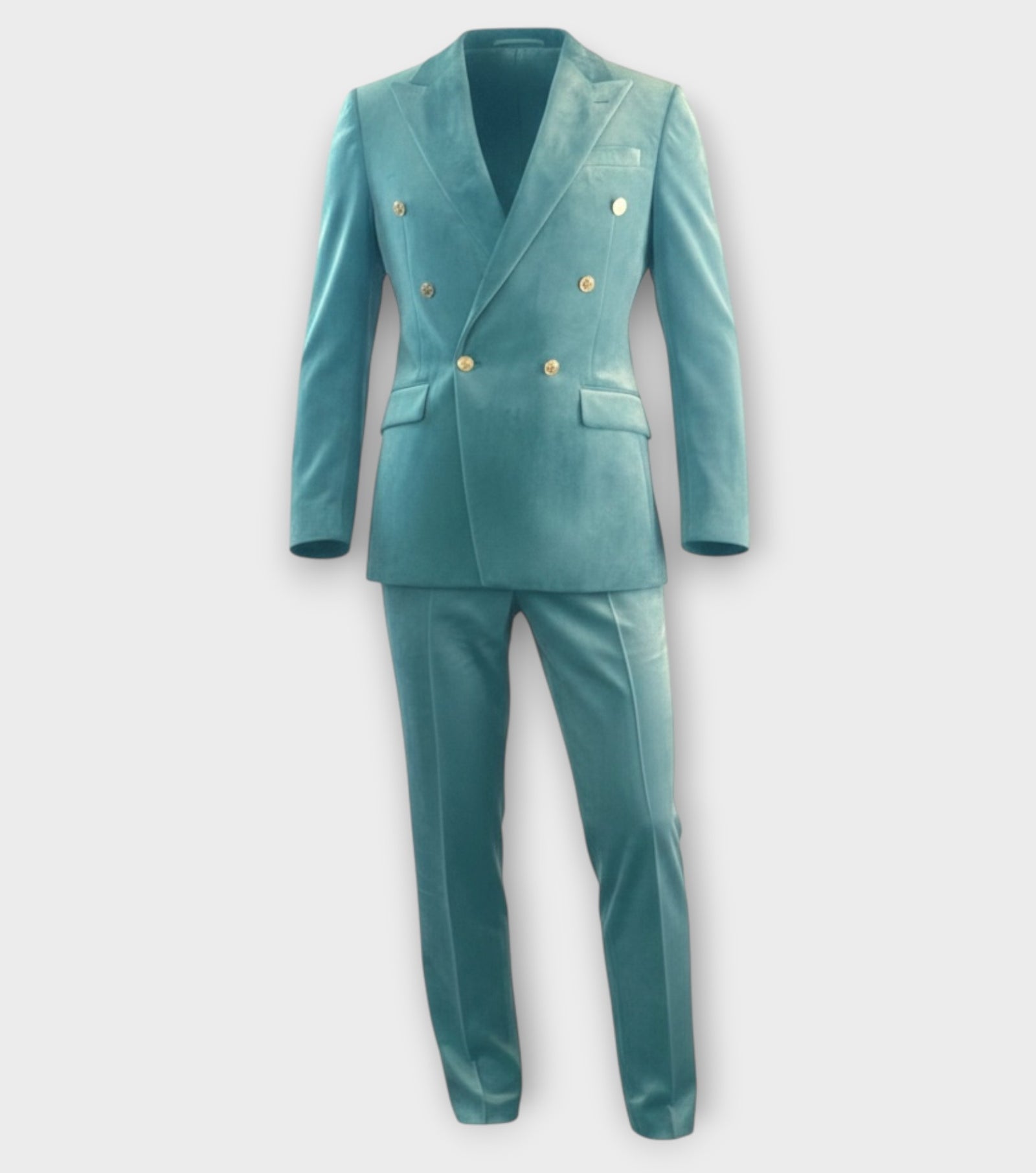Turquoise Velvet Double-Breasted Suit