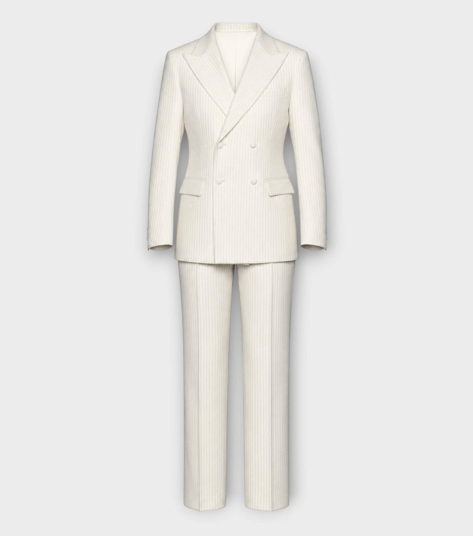 White Corduroy Double-Breasted Suit