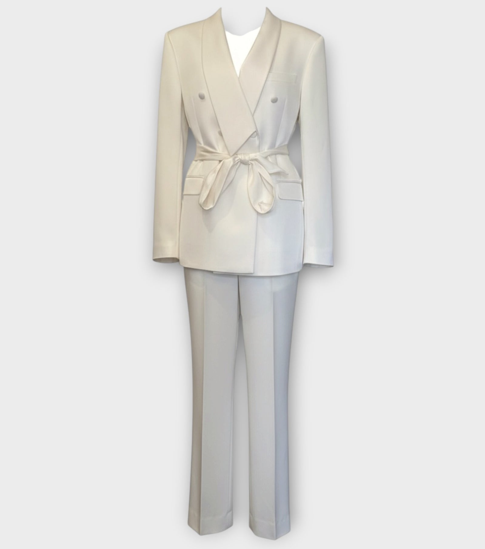White Silk Blend Double-Breasted Suit