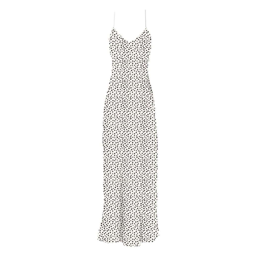 Polka Dot Silk Slip Dress with Adjustable Straps