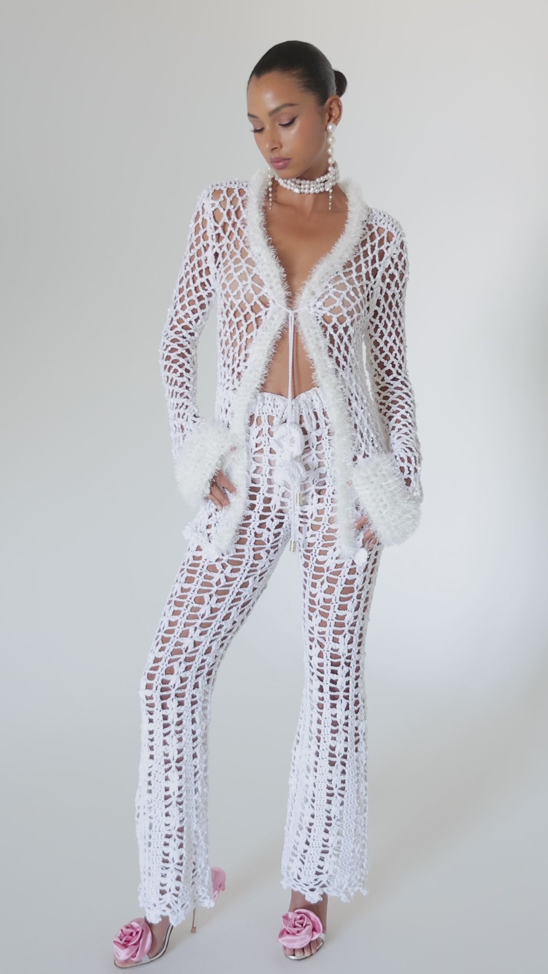 ANDREEVA - White Vanilla Handmade Crochet Pants, buy at DOORS NYC