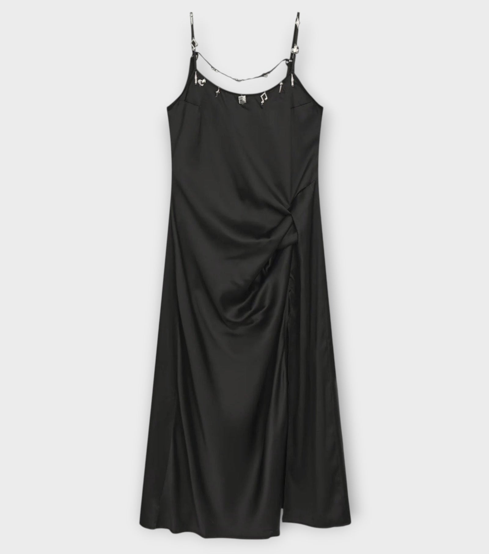Silver Charm Slip Dress | Black