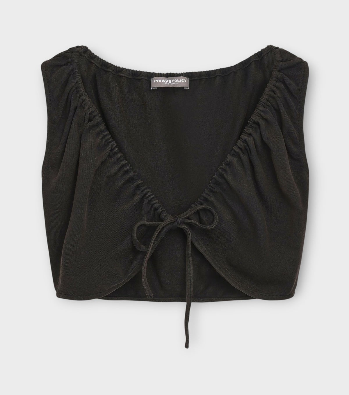 Washed Cotton Drawstring Crop Top