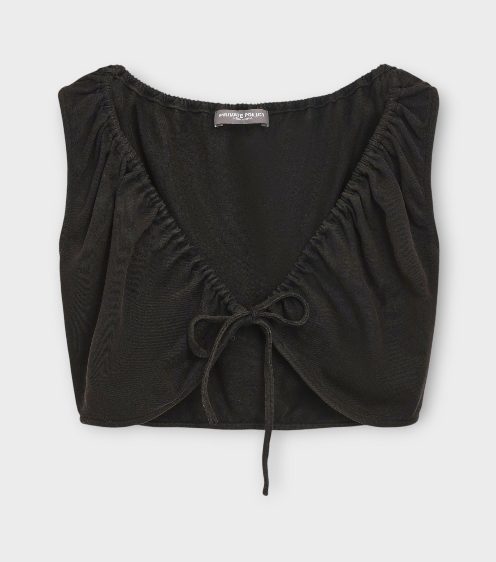 Washed Cotton Drawstring Crop Top