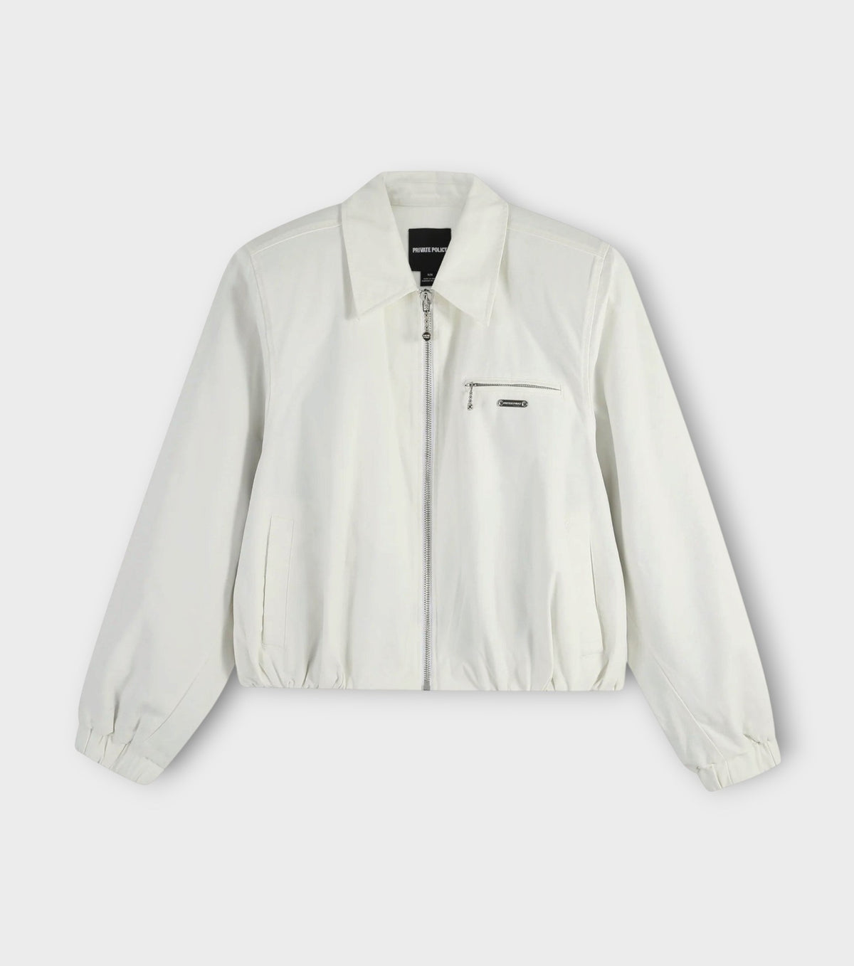White Cropped Power Shoulder Workwear Jacket