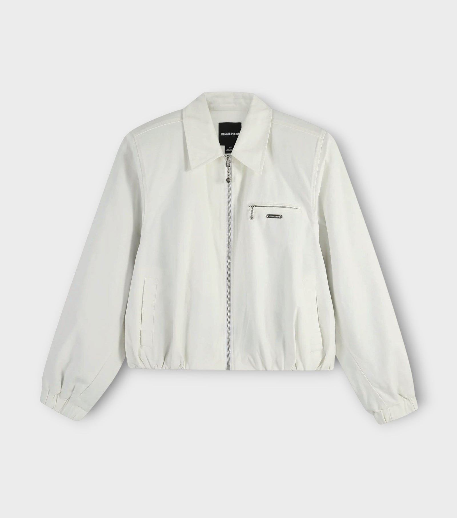 White Cropped Power Shoulder Workwear Jacket