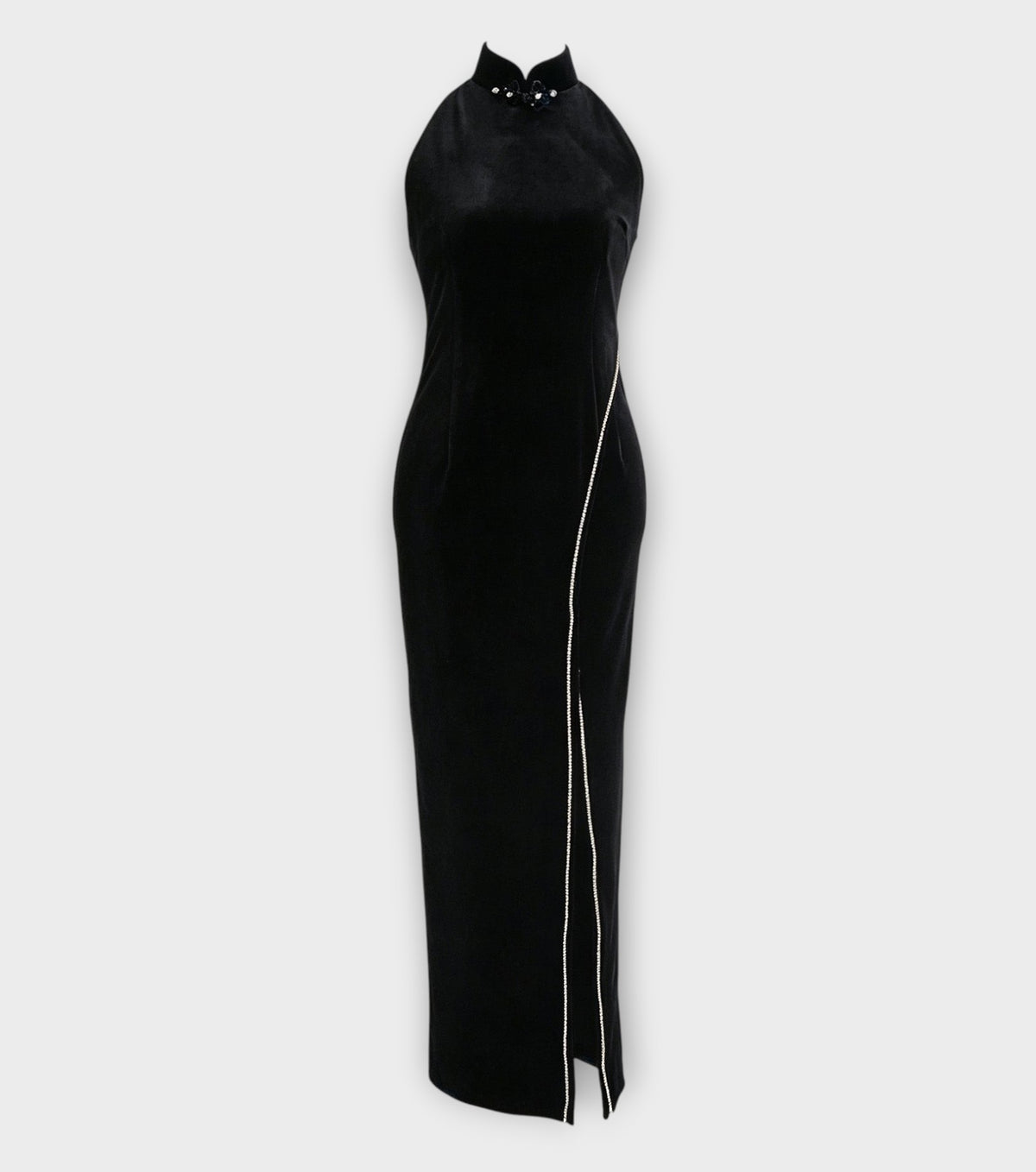 Black Velvet Halter Qipao