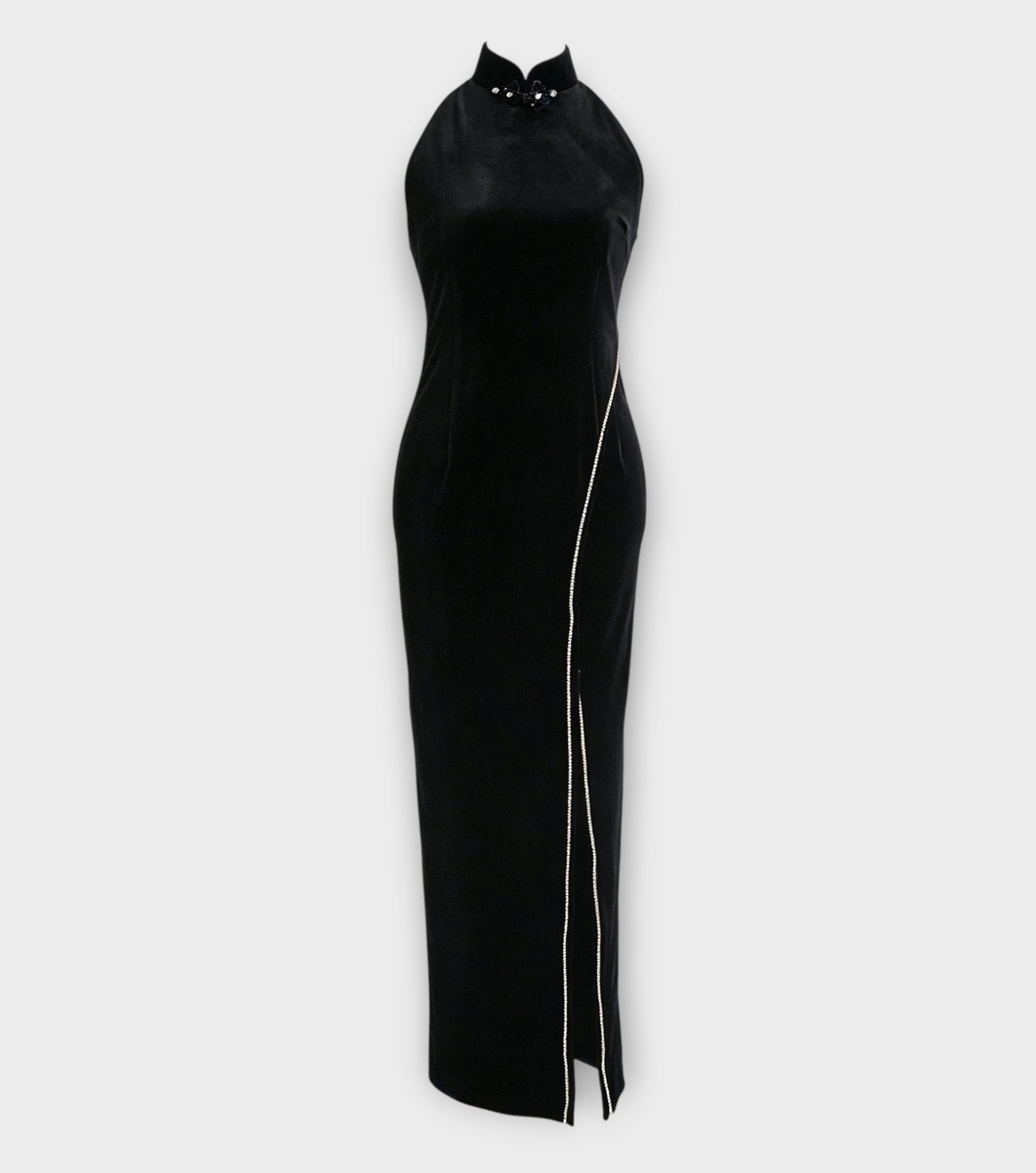 Black Velvet Halter Qipao