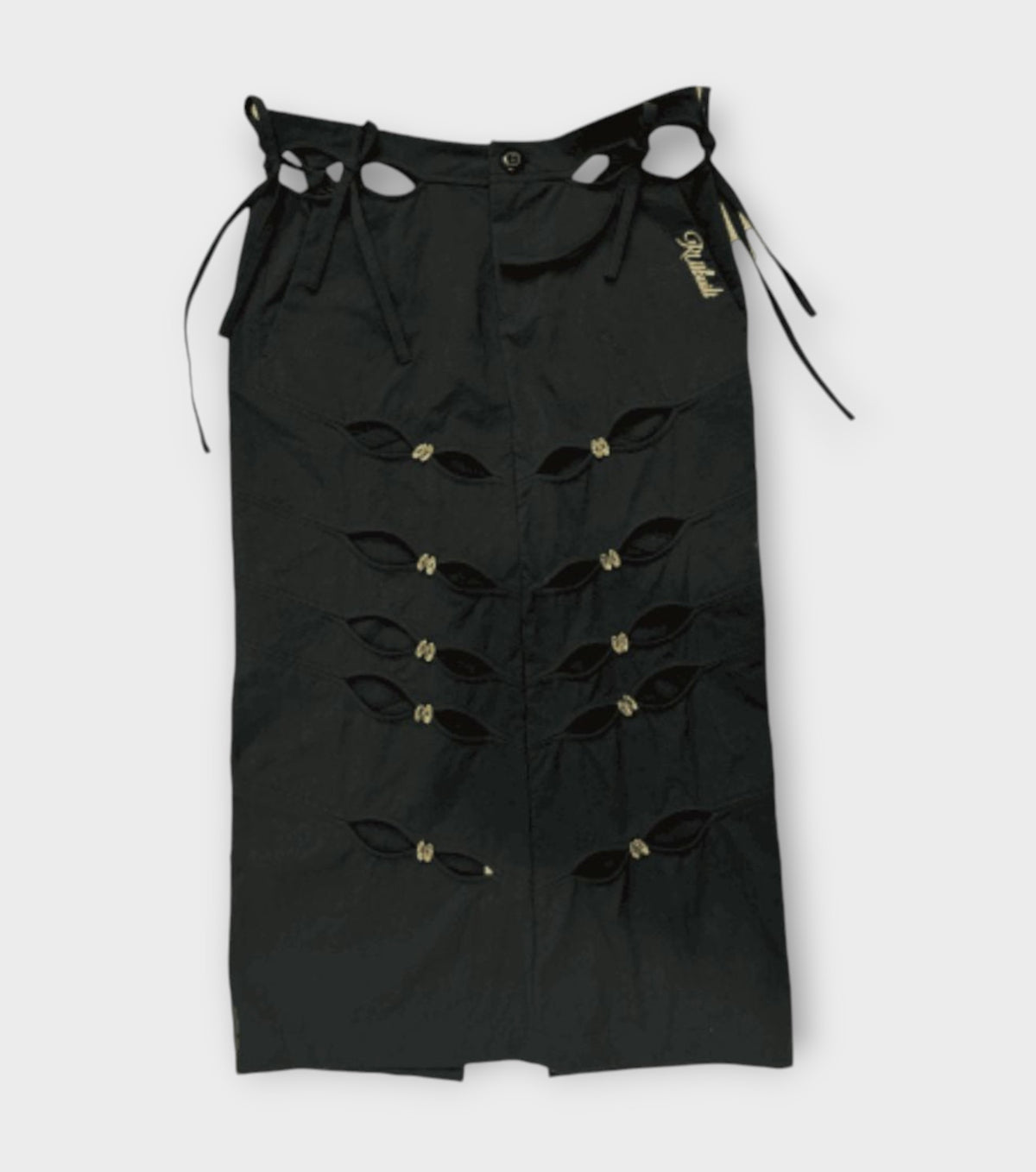 Embroidery Cutout Cargo Maxi Skirt | Onyx