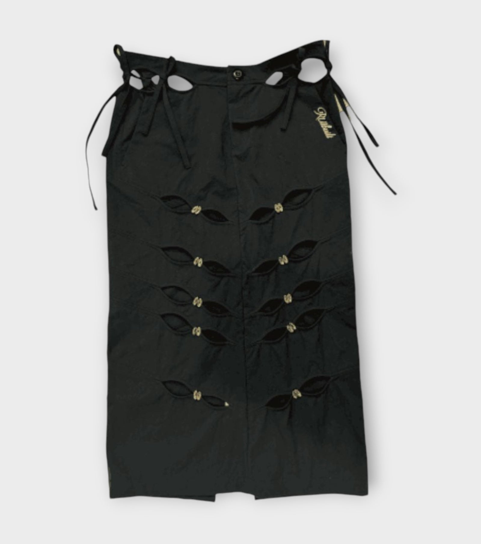 Embroidery Cutout Cargo Maxi Skirt | Onyx