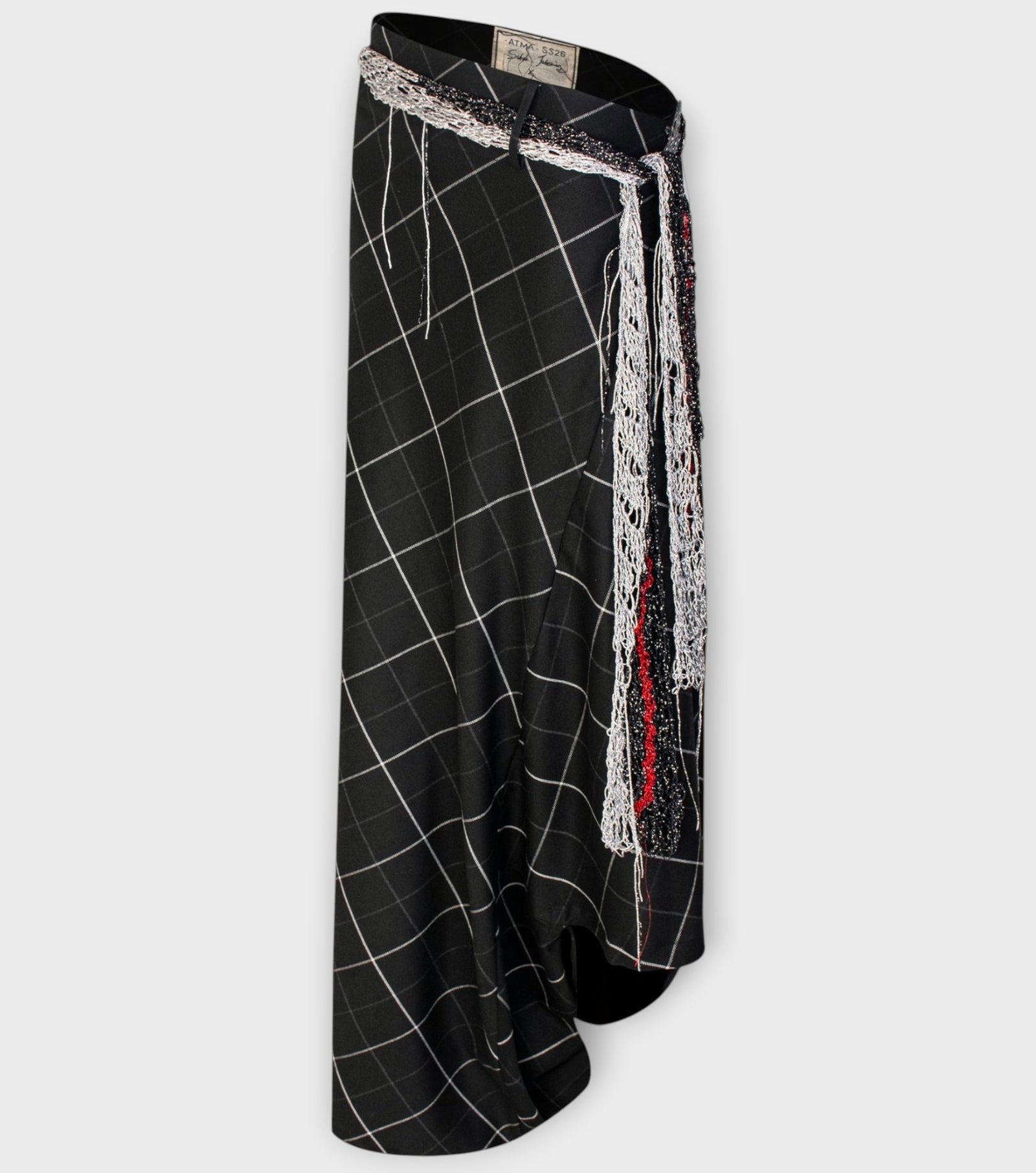 Woven Check Asymmetric Wrap Trousers | PR Sample