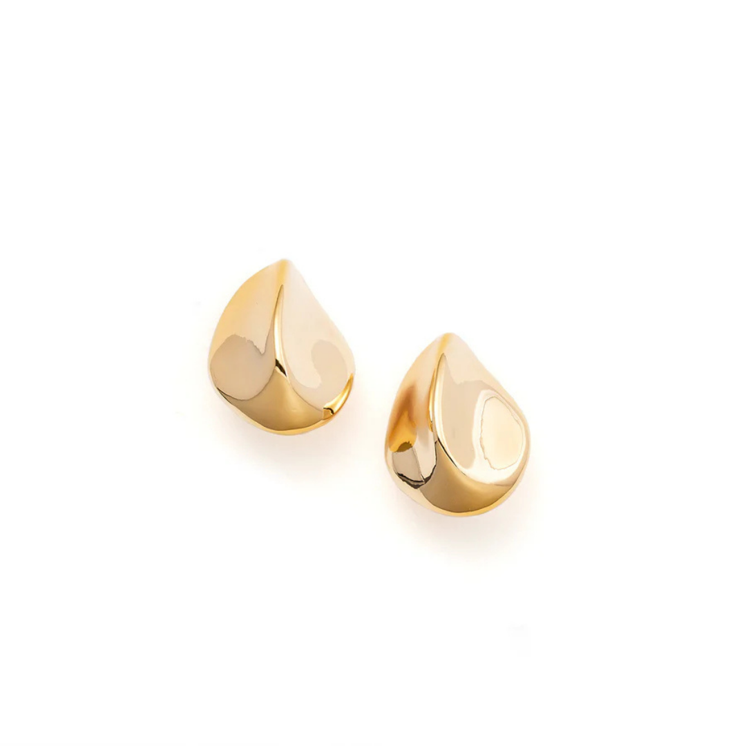 Gold Sculptural Teardrop Stud Earrings