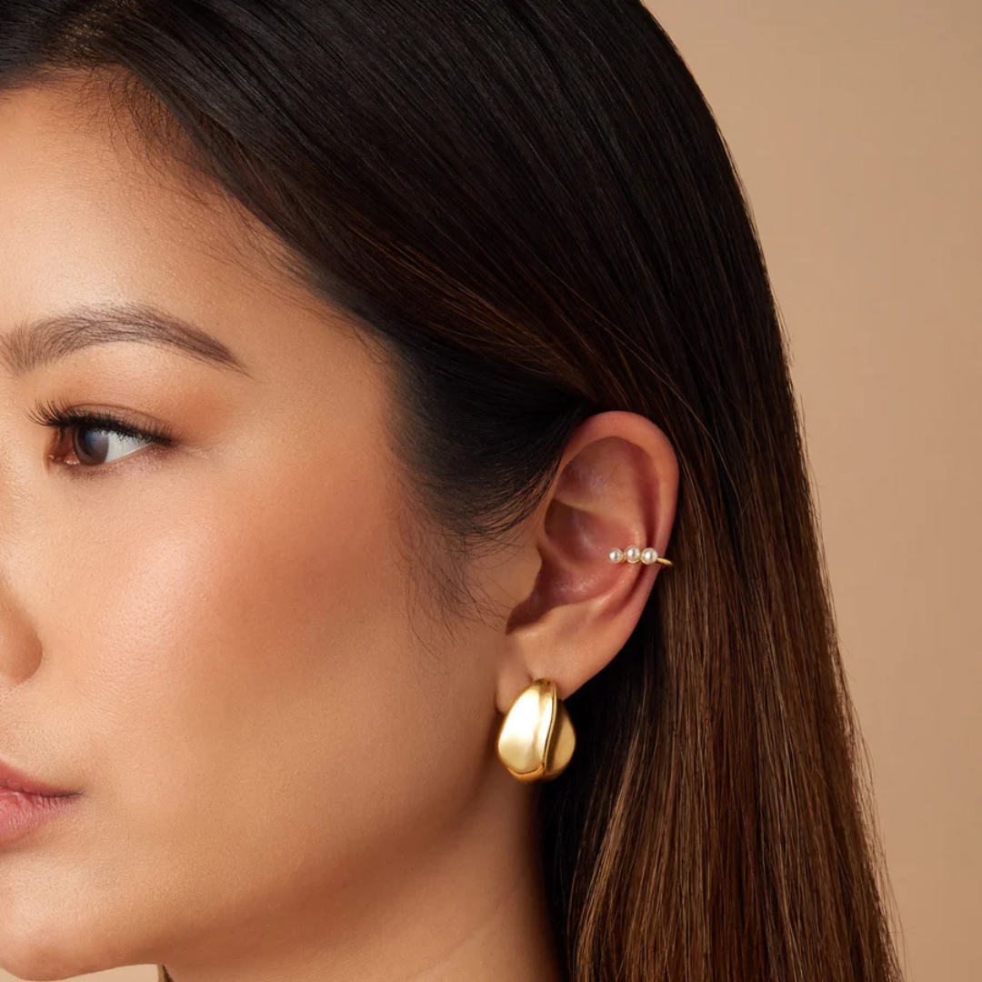 Gold Sculptural Teardrop Stud Earrings