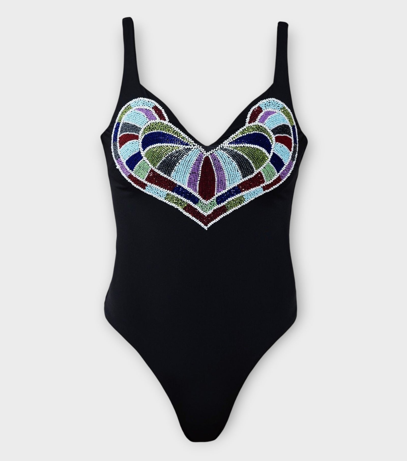 Amor Hand-Beaded Embellished One-Piece Swimsuit | Black