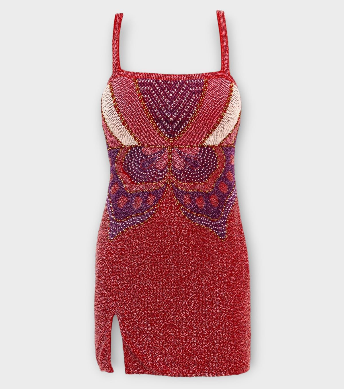 Butterfly Hand-Beaded Embellished Mini Dress