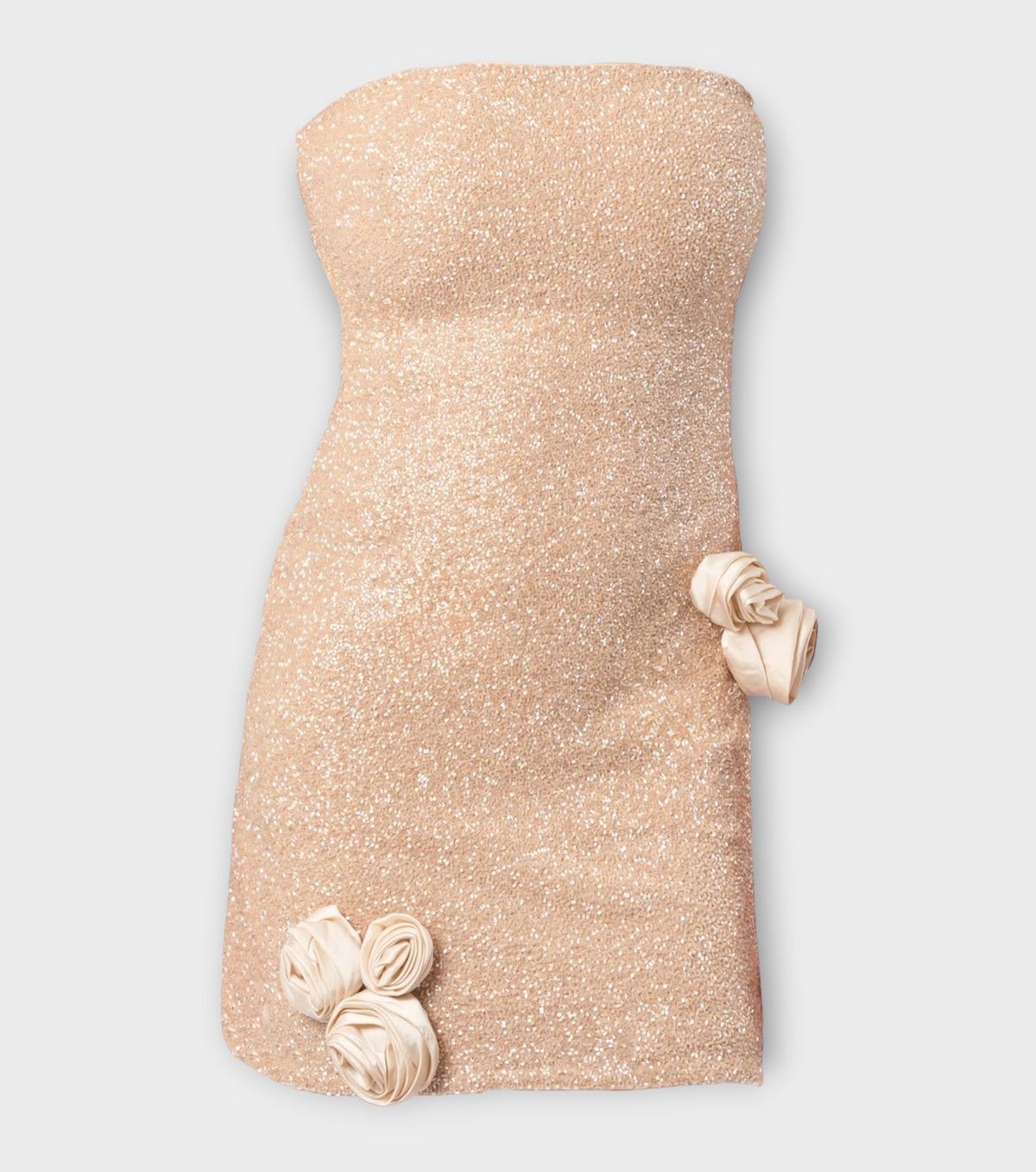 Champagne Rose Hand-Beaded Embellished Mini Dress
