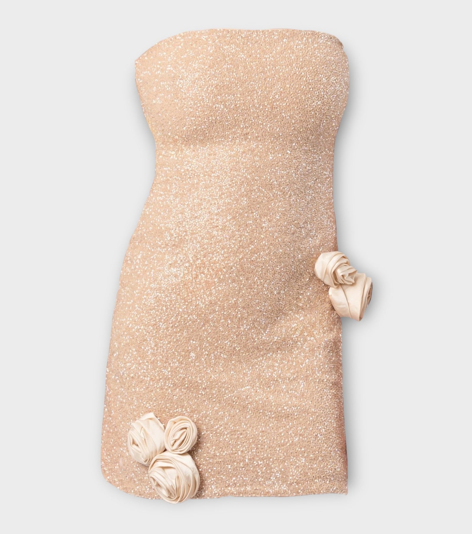 Champagne Rose Hand-Beaded Embellished Mini Dress