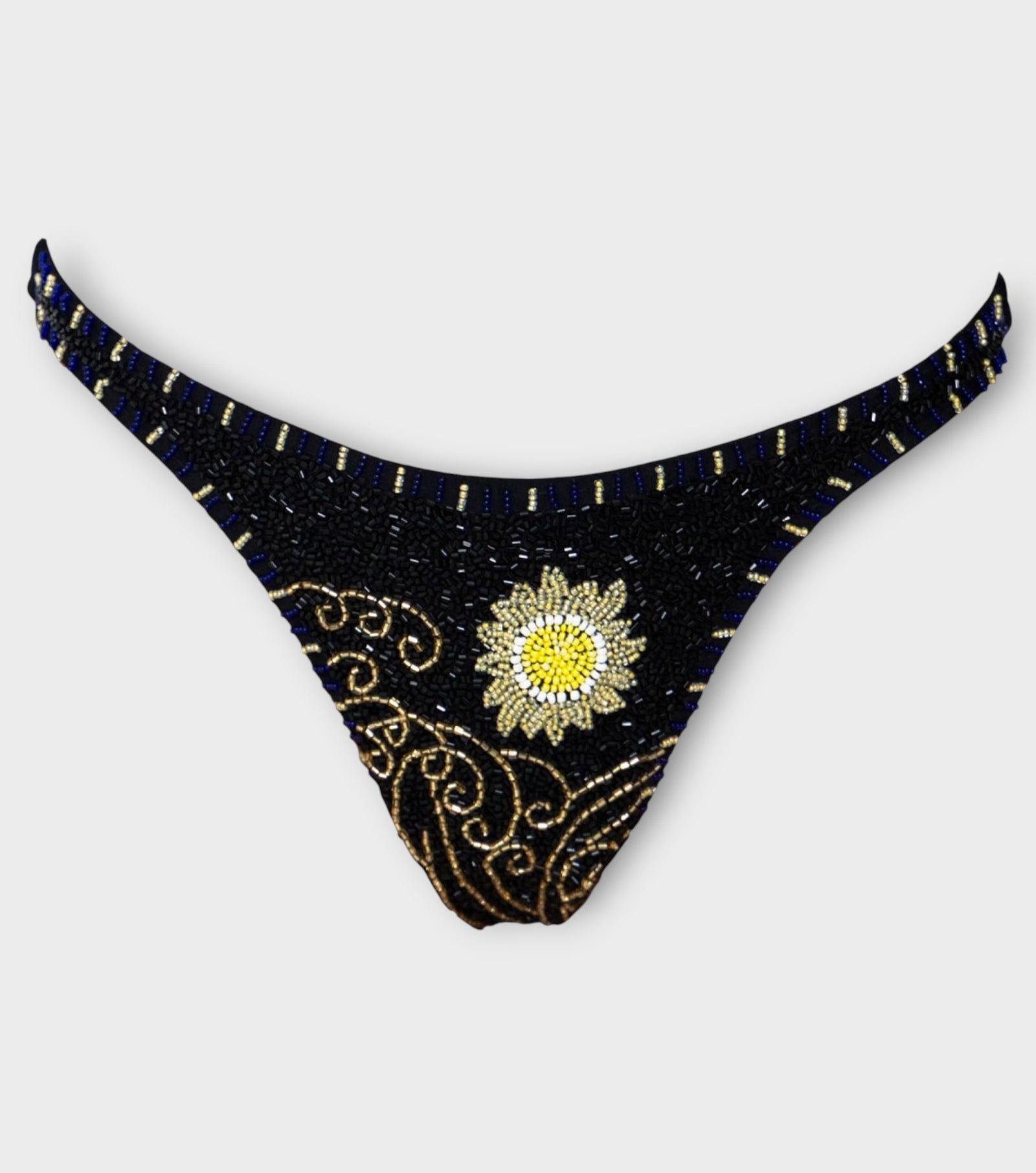 Dark Tide Hand-Beaded Embellished Bikini Bottom | Black