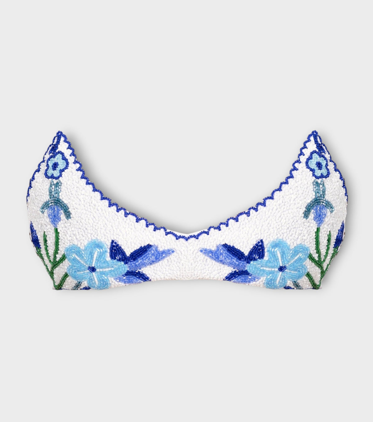 Euro Summer Hand-Beaded Embellished Bikini Top | Blue