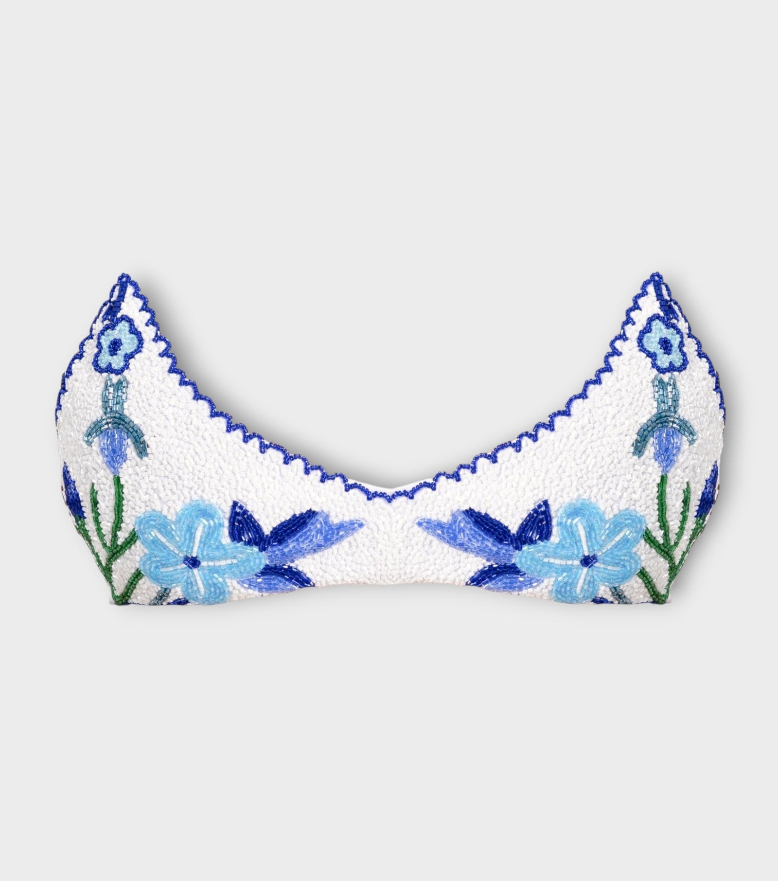 Euro Summer Hand-Beaded Embellished Bikini Top | Blue