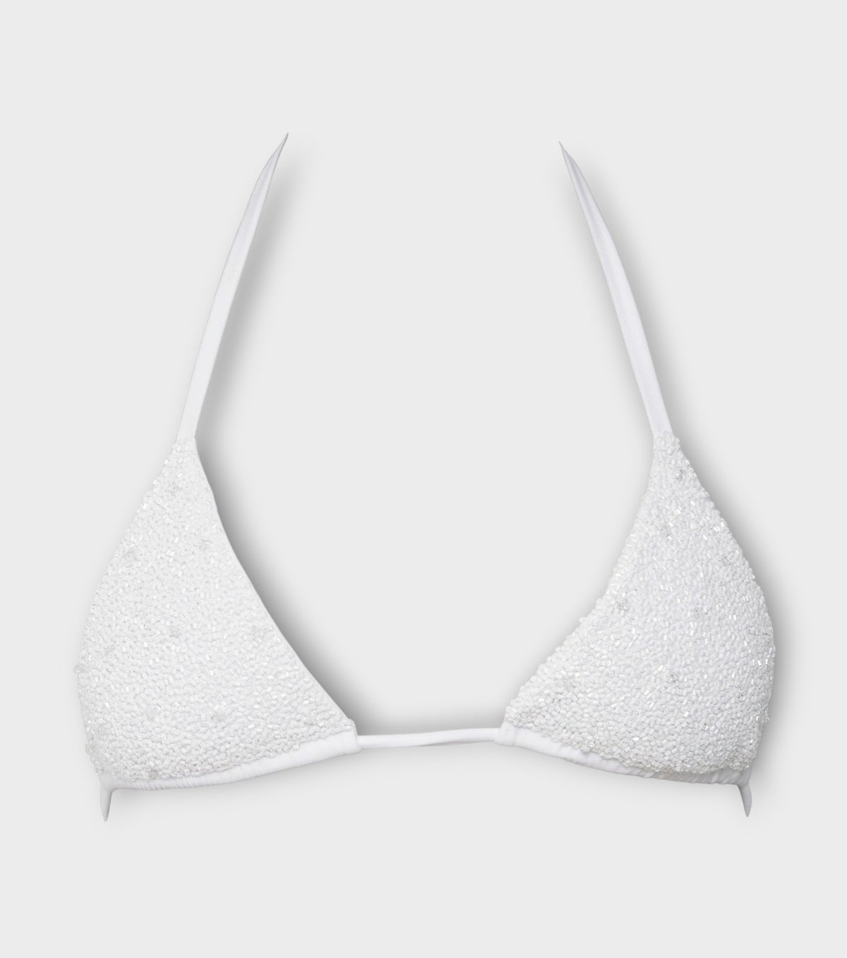 Forever Hand-Beaded Embellished Bikini Top | White
