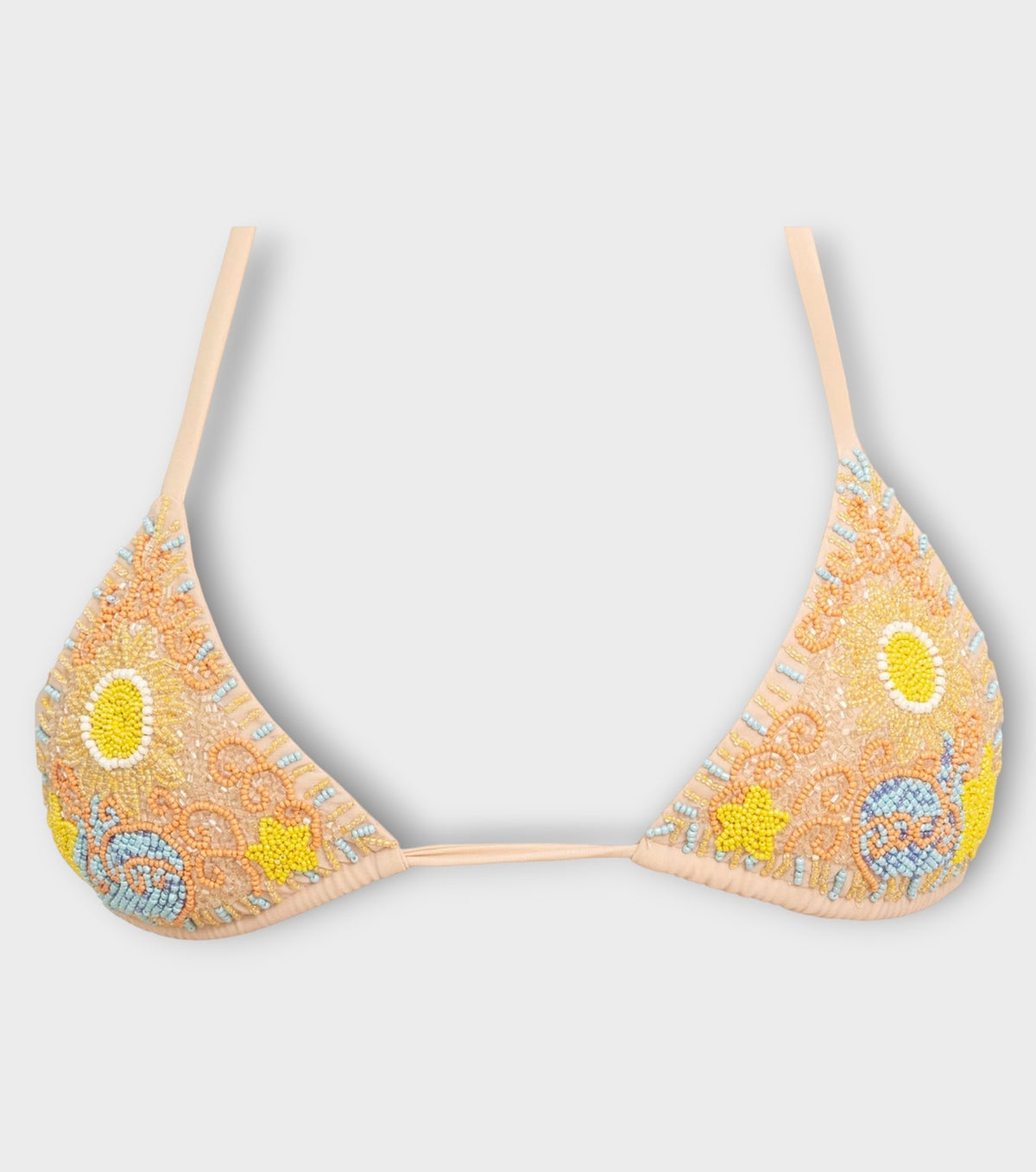High Tide Hand-Beaded Embellished Bikini Top | Sand