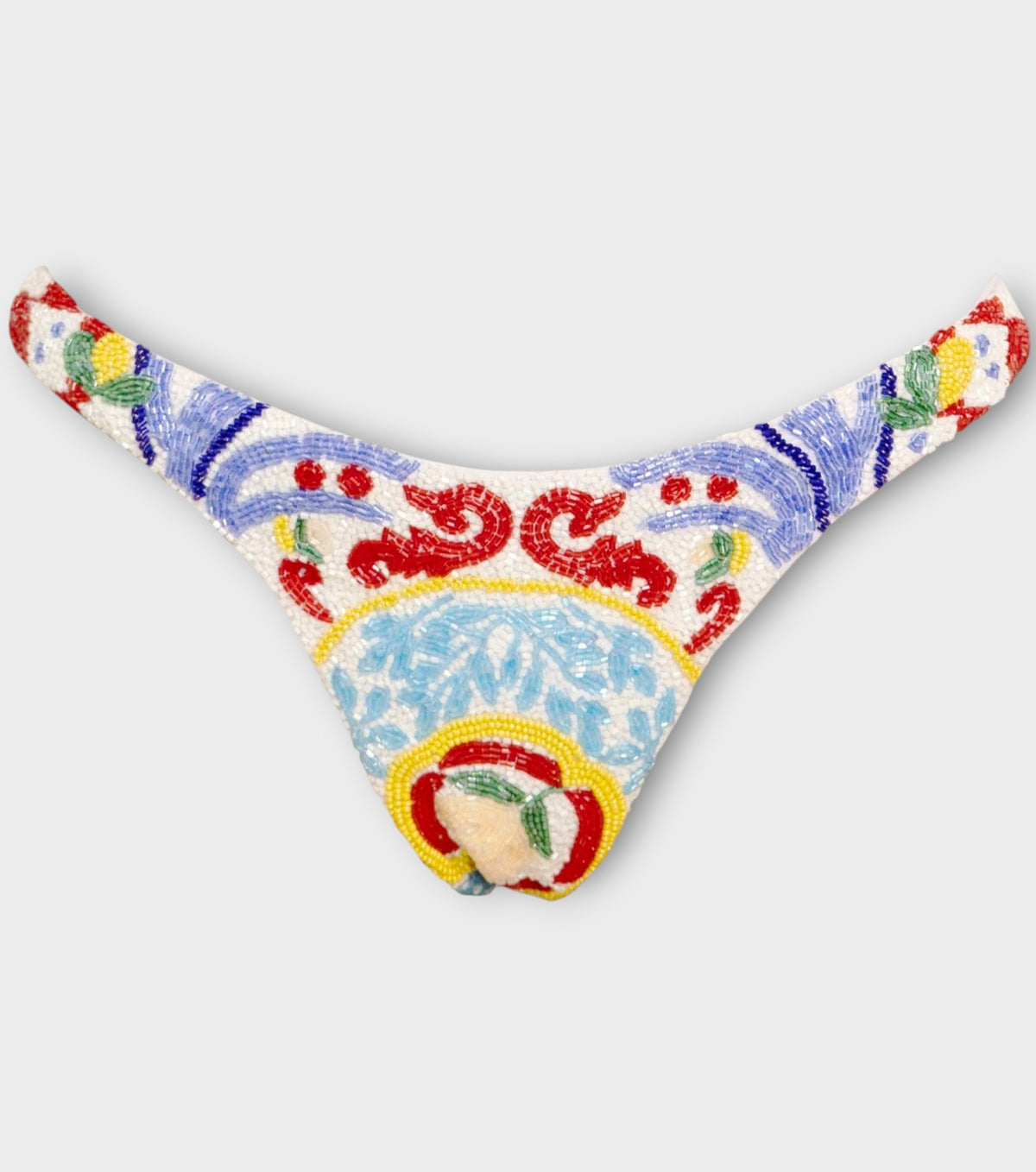 Limoncello Hand-Beaded Embellished Bikini Bottom | White