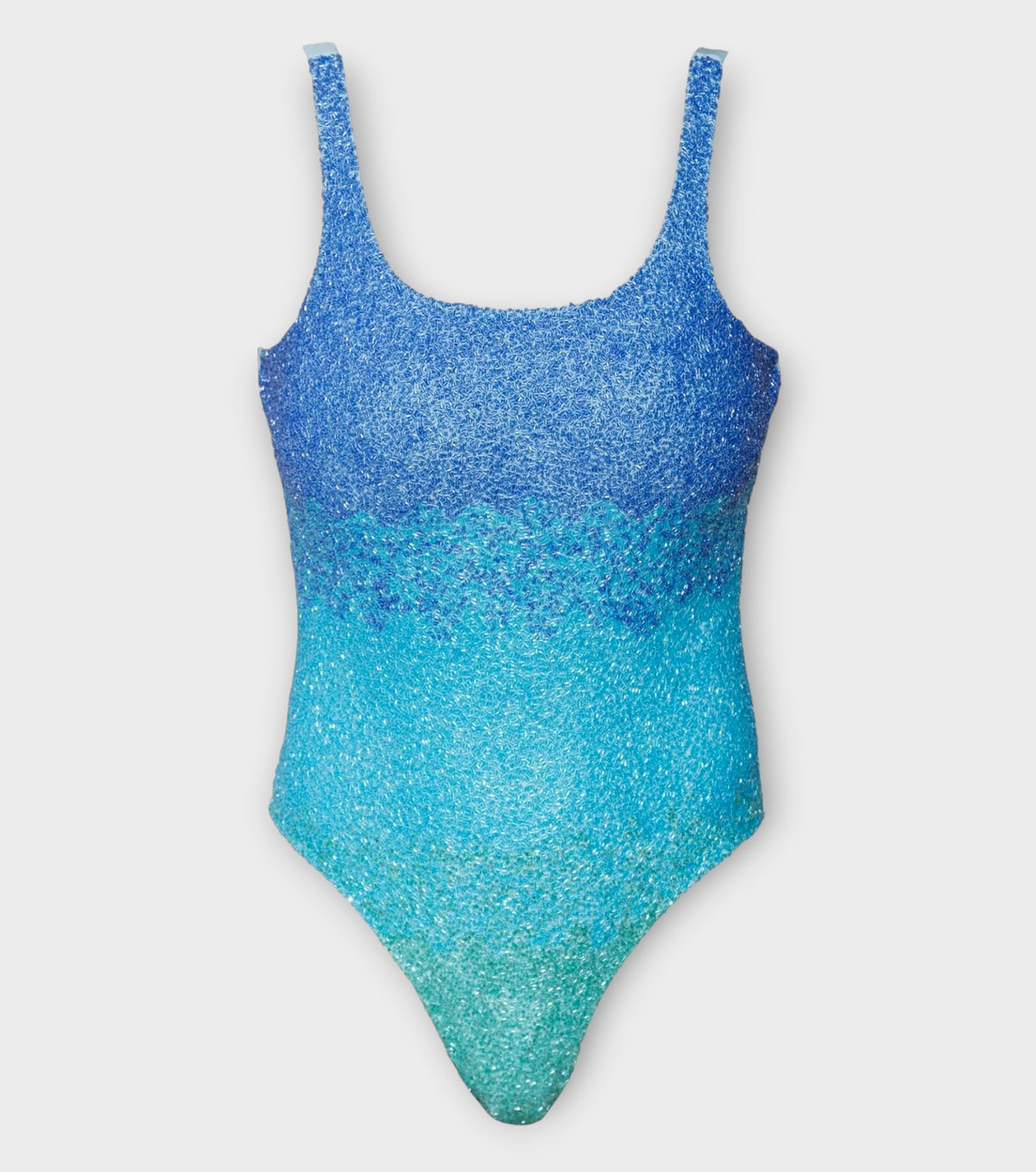 Ombre Hand-Beaded Embellished One-Piece Swimsuit | Blue