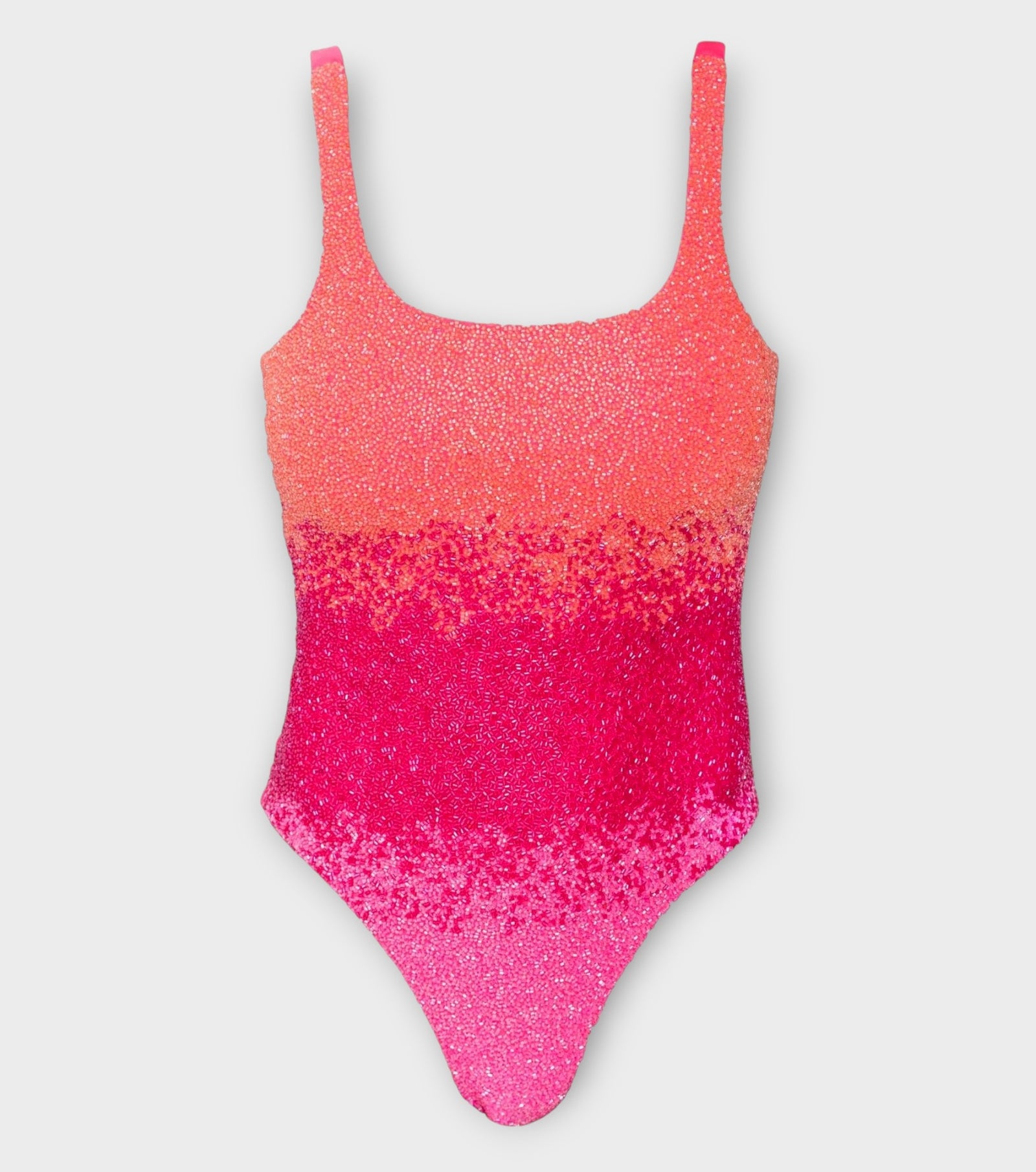 Ombre Hand-Beaded Embellished One-Piece Swimsuit