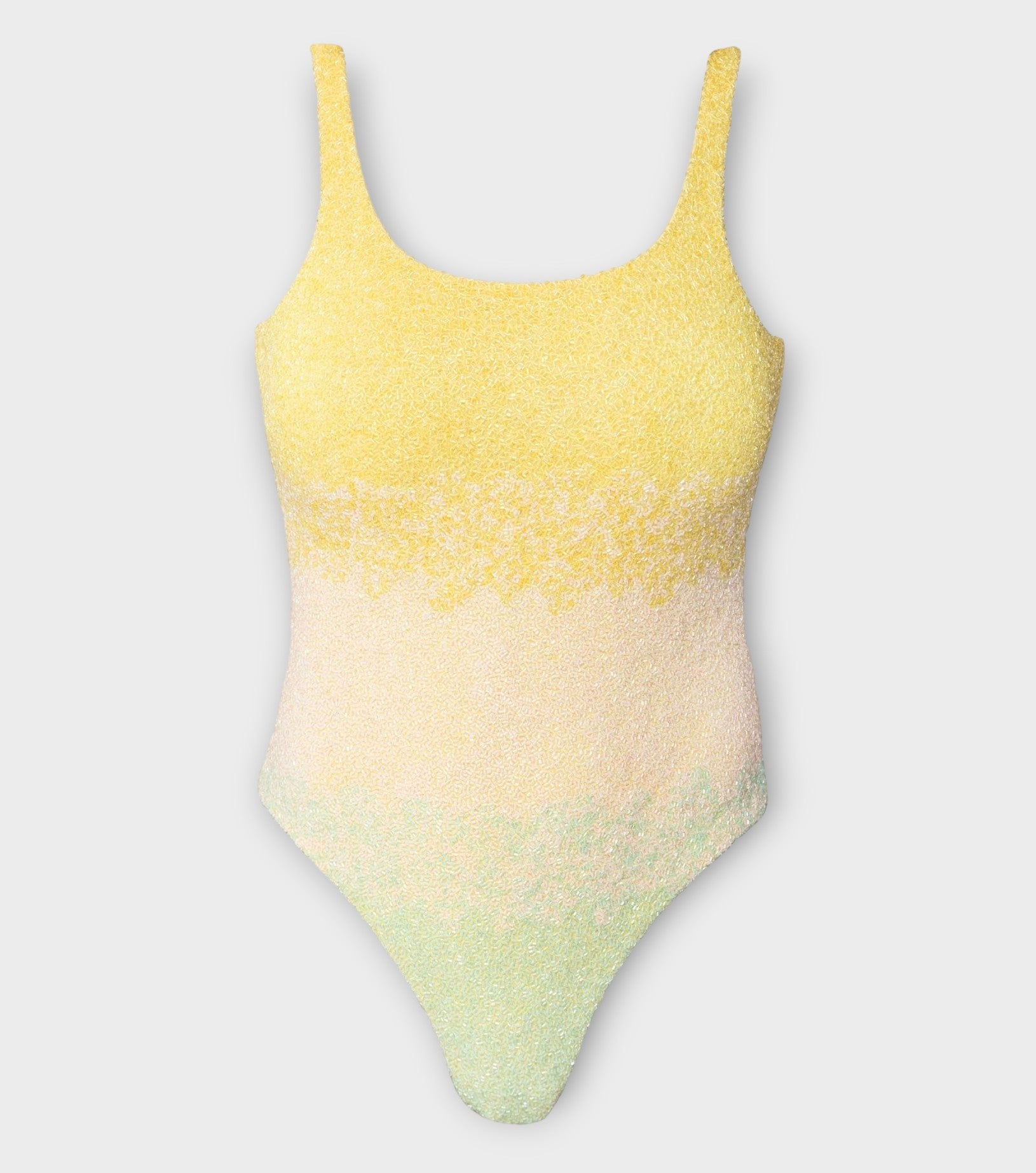 Ombre Hand-Beaded Embellished One-Piece Swimsuit | Yellow