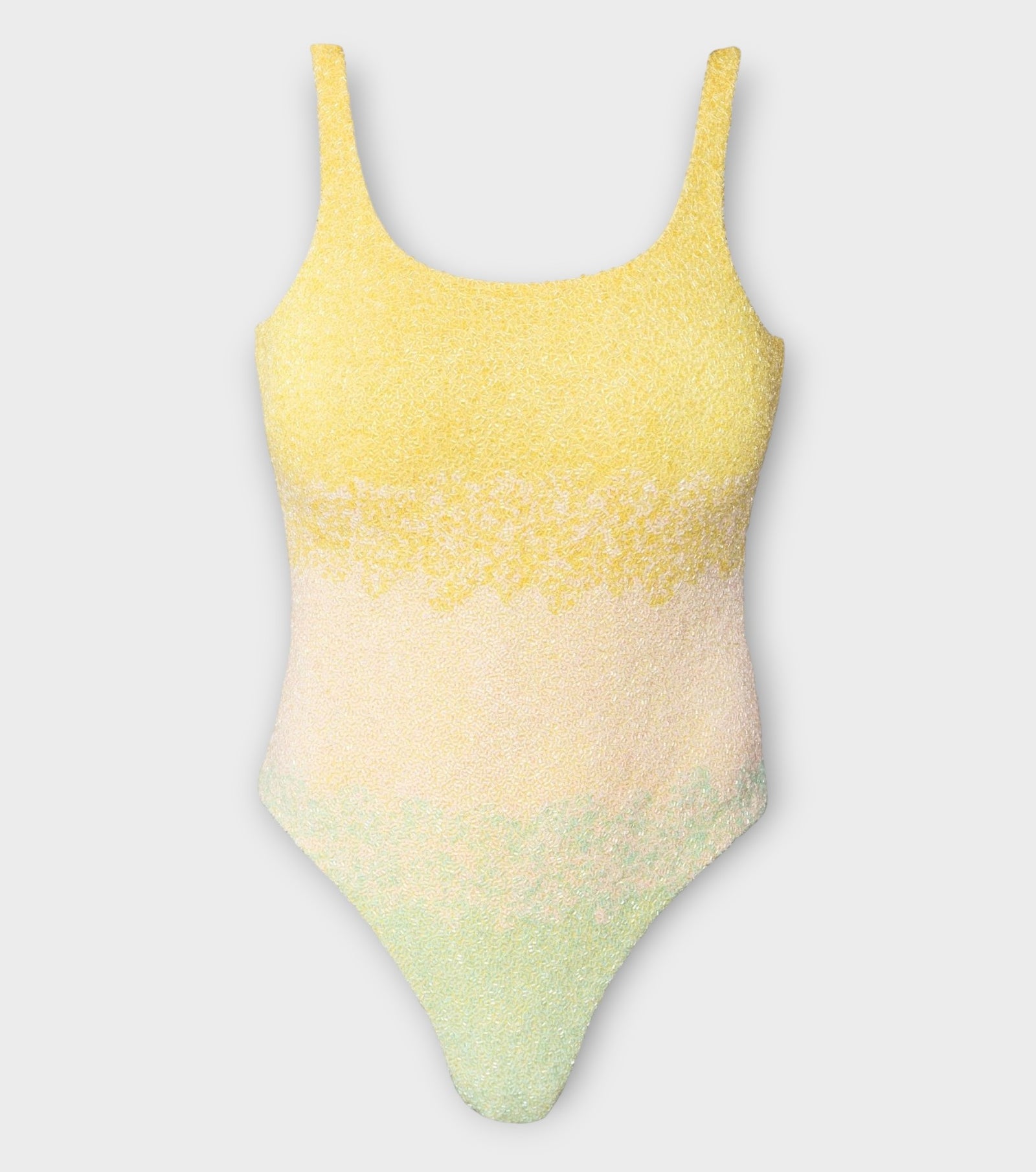 Ombre Hand-Beaded Embellished One-Piece Swimsuit | Yellow