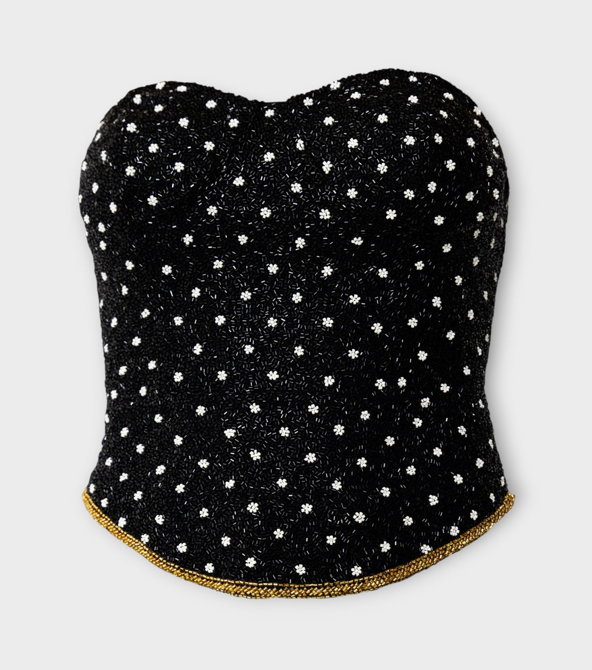 Perla Hand-Beaded Embellished Corset Top | Black