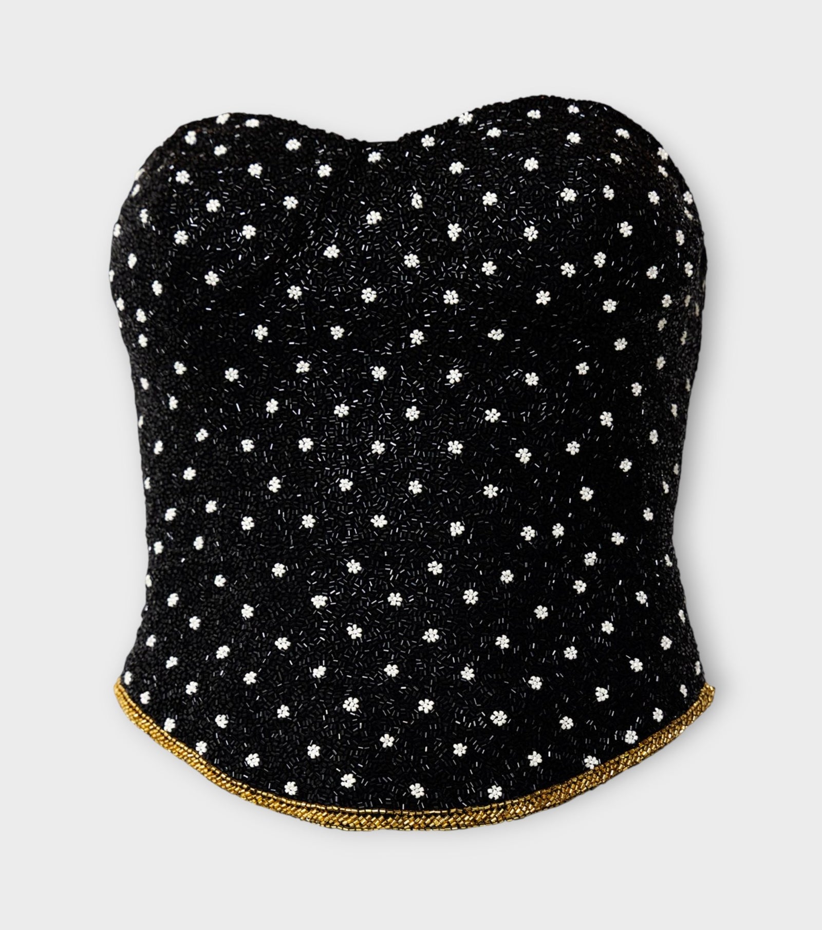 Perla Hand-Beaded Embellished Corset Top | Black