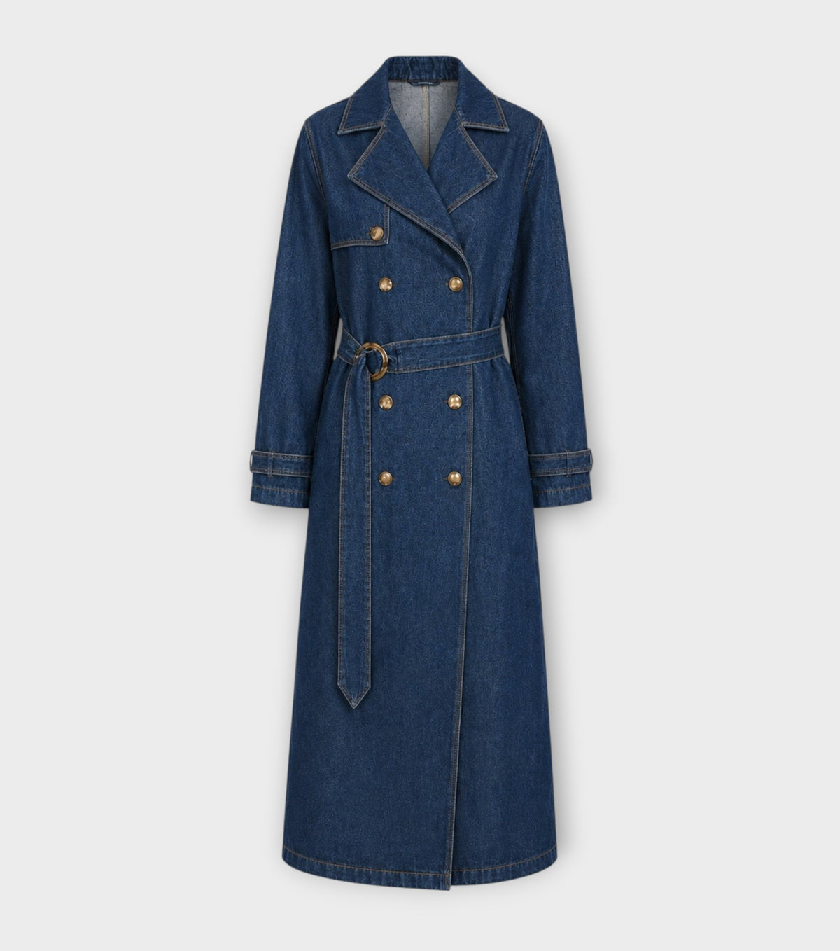 Dark Blue Belted Denim Trench Coat | PR Sample