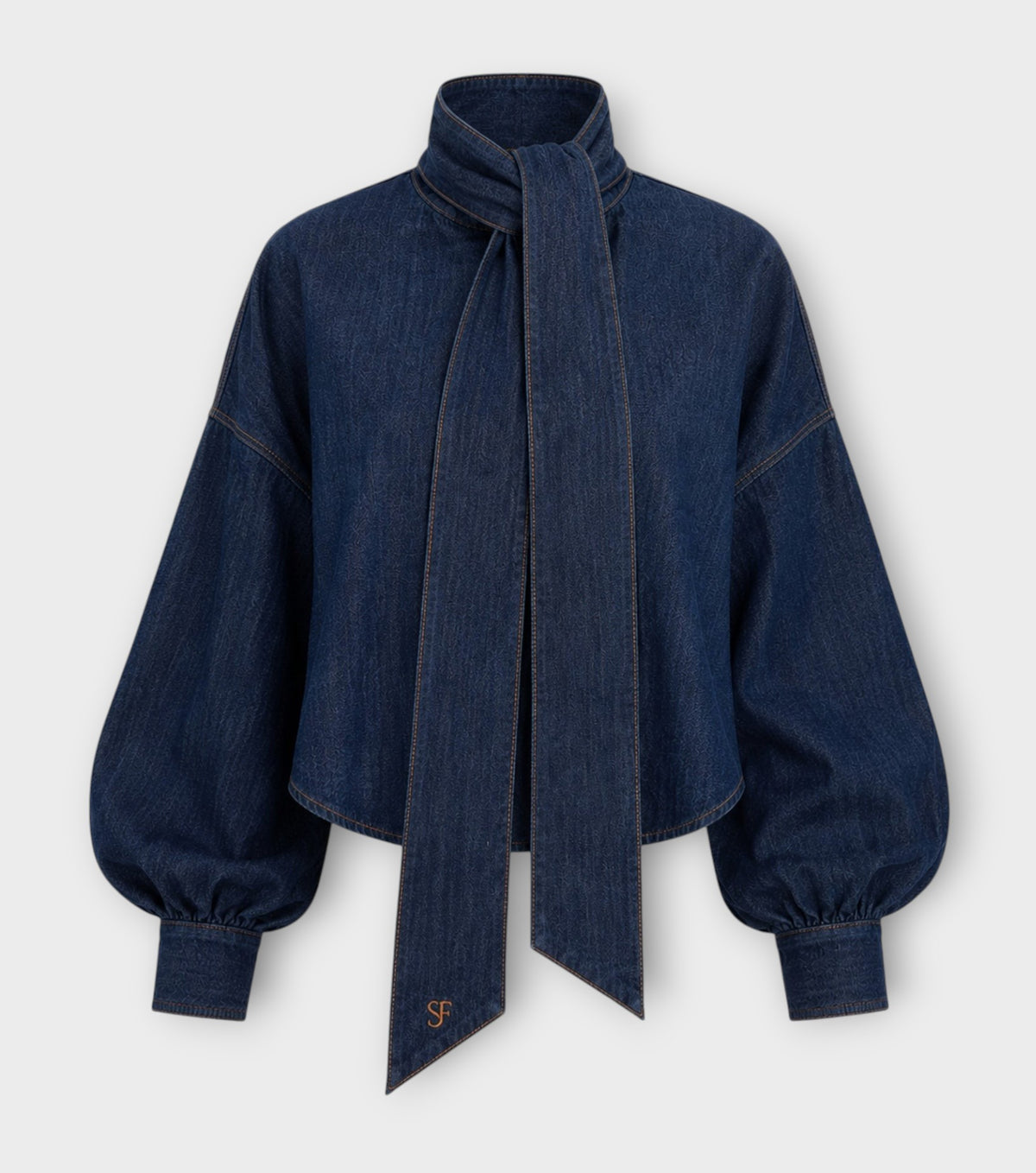 Dark Blue Denim Bow-Tie Shirt | PR Sample