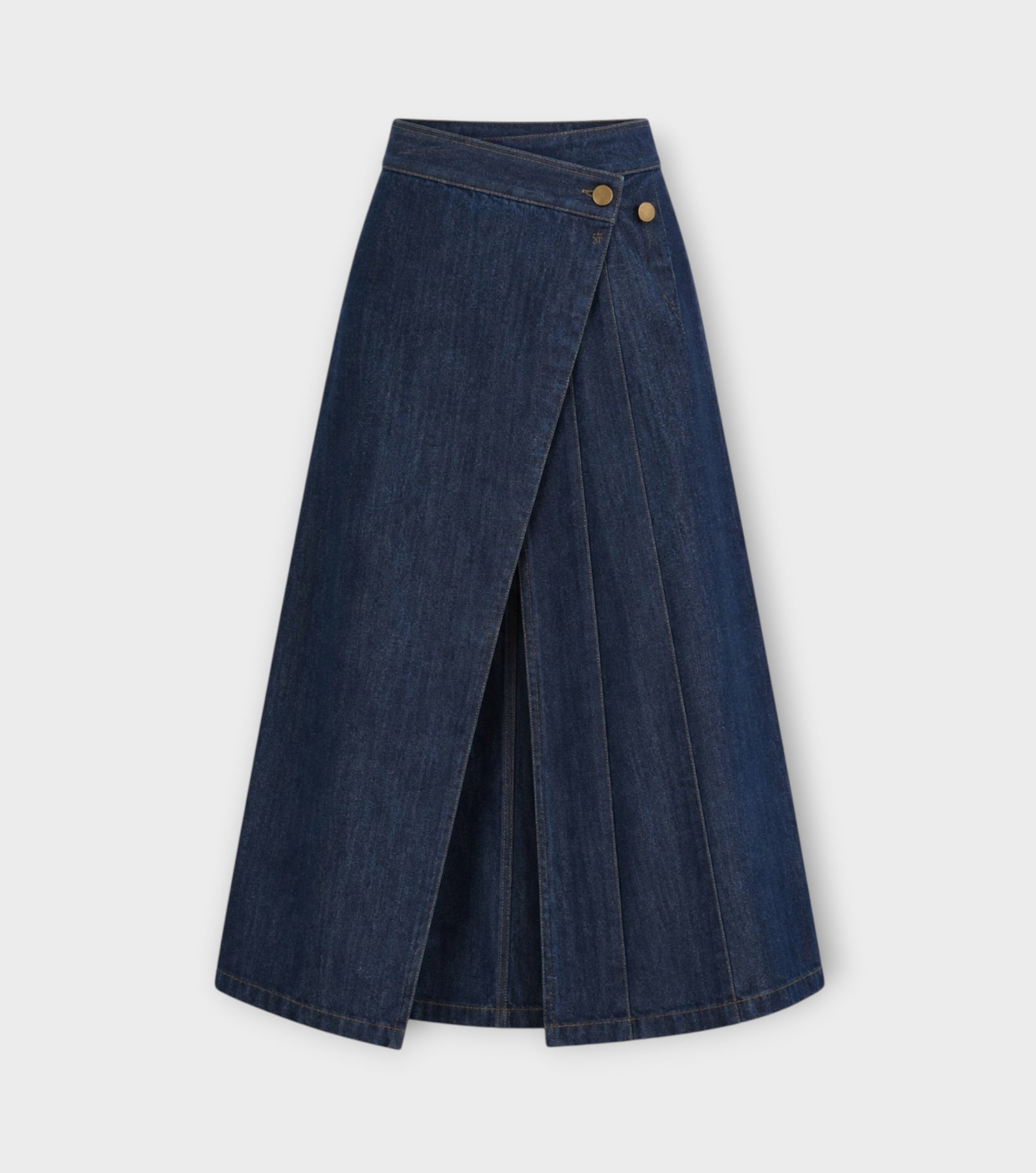 Dark Blue Denim Wrap Maxi Skirt