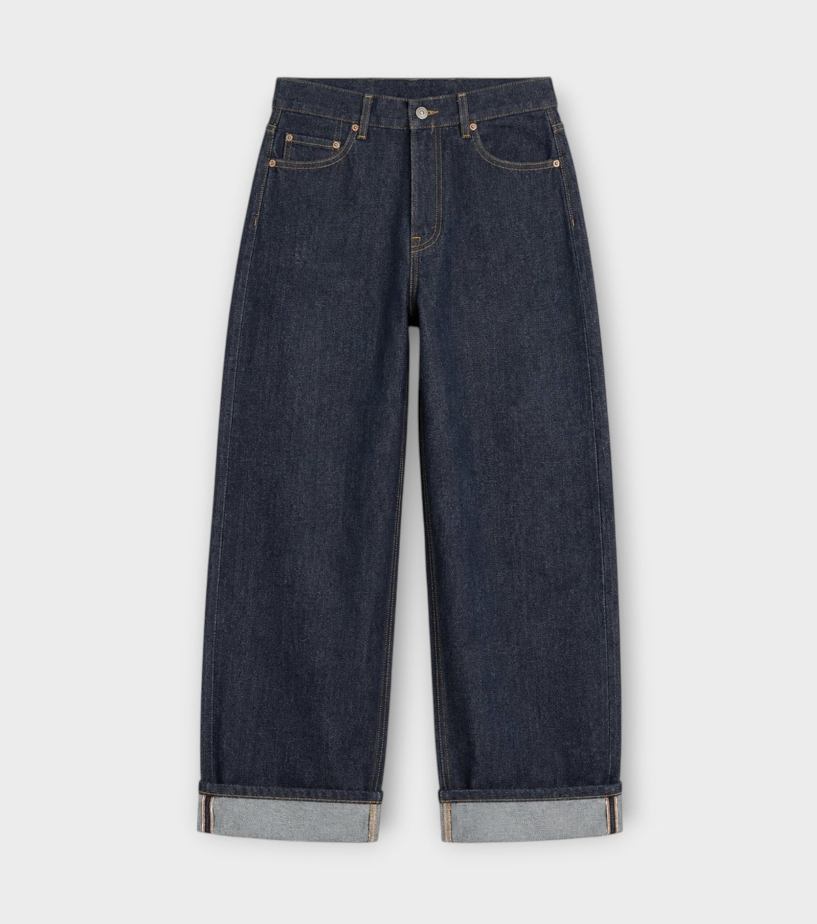 Dark Indigo Selvedge Straight-Leg Jeans