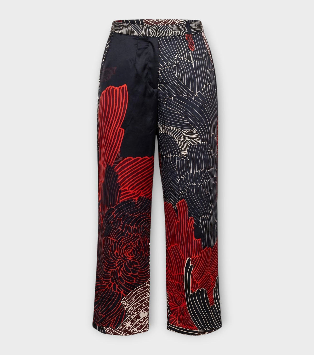 Soft Red Printed Fluid Trousers