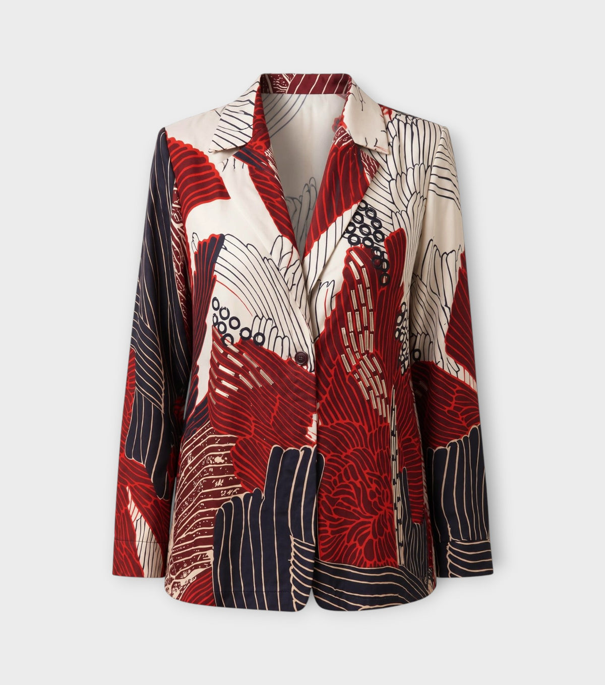 Soft Red Relaxed Printed Blazer