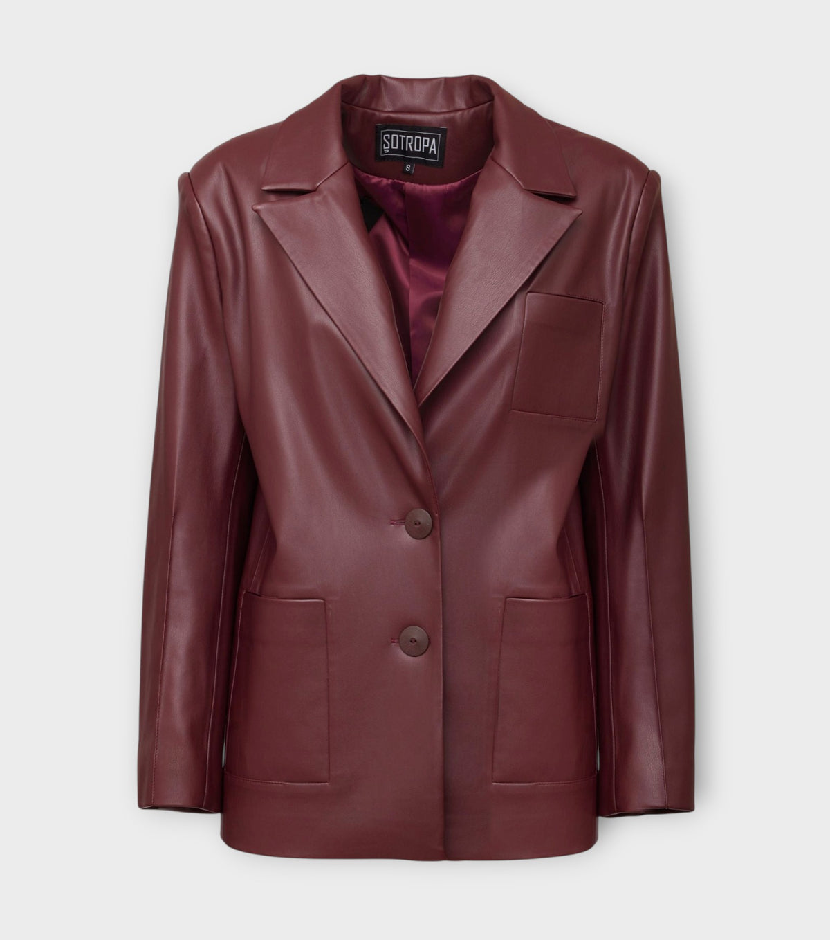 Eco Leather Blazer | Burgundy