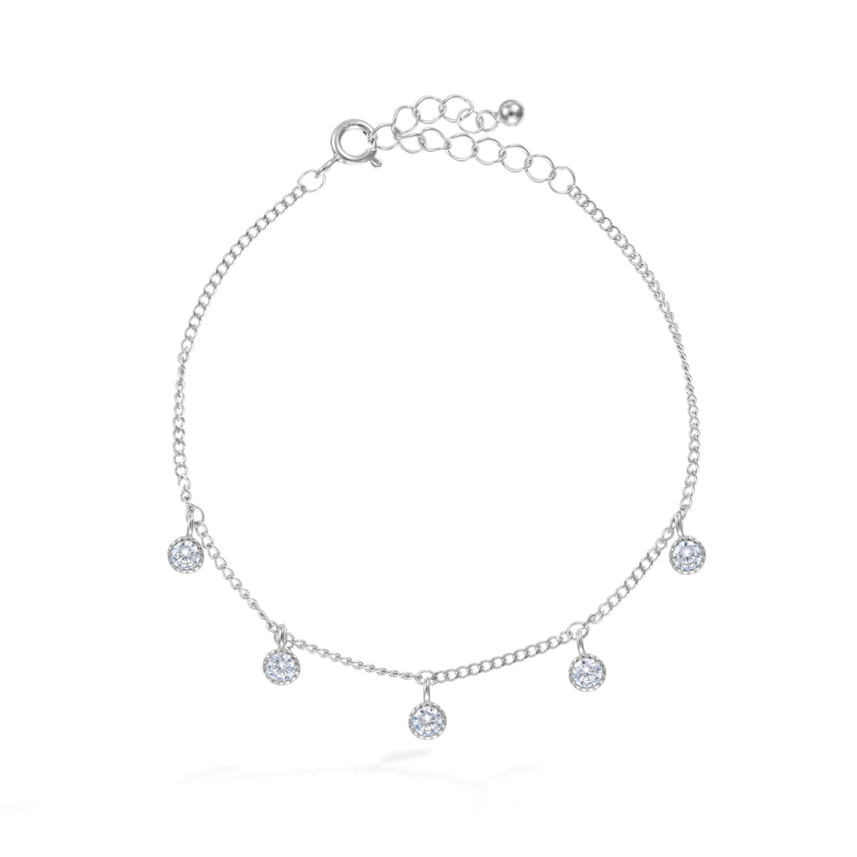 Silver Starry Night Bracelet with Zirconia Charms