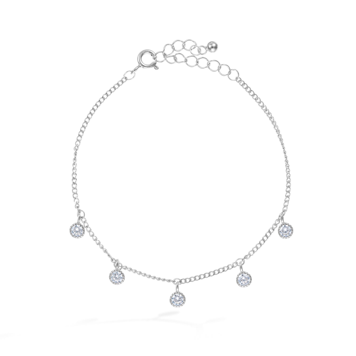 Silver Starry Night Bracelet with Zirconia Charms