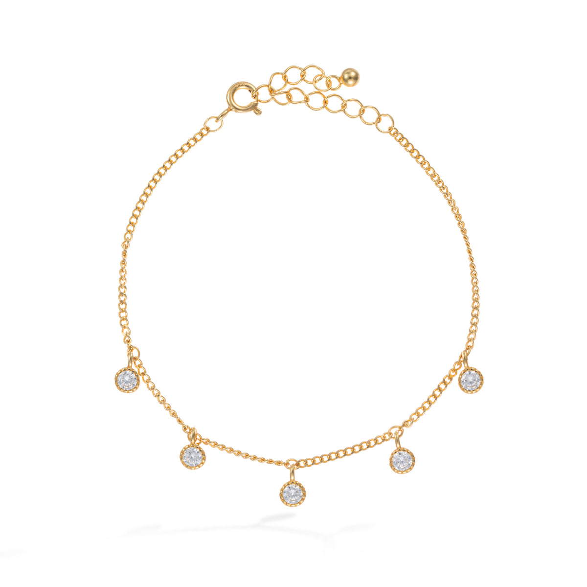 Gold Starry Night Bracelet with Zirconia Charms