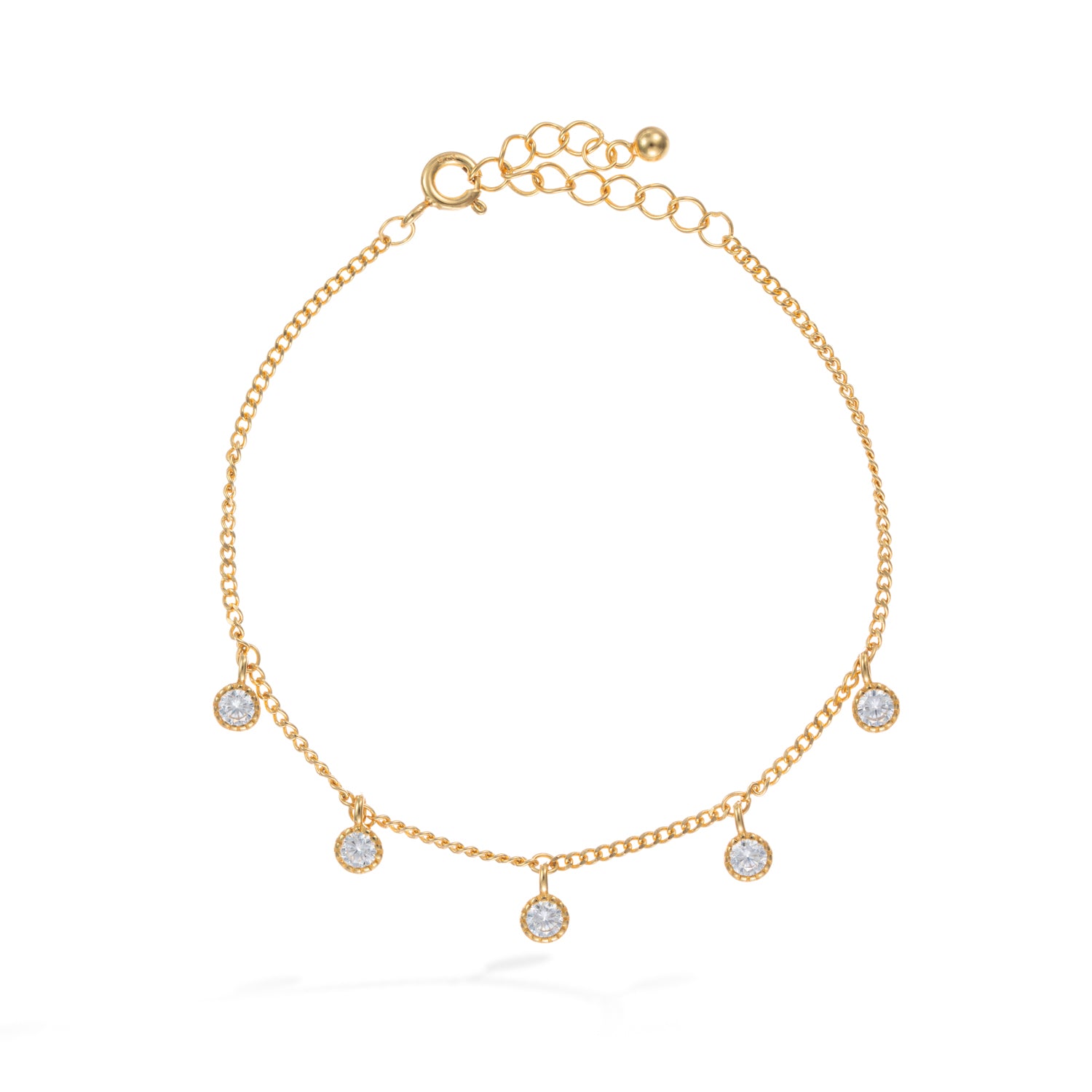 Gold Starry Night Bracelet with Zirconia Charms