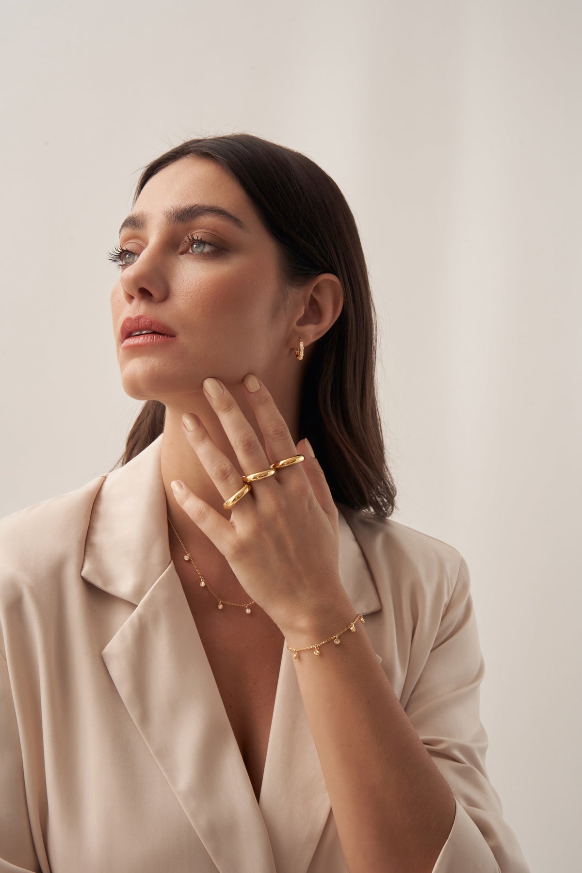 Gold Starry Night Bracelet with Zirconia Charms