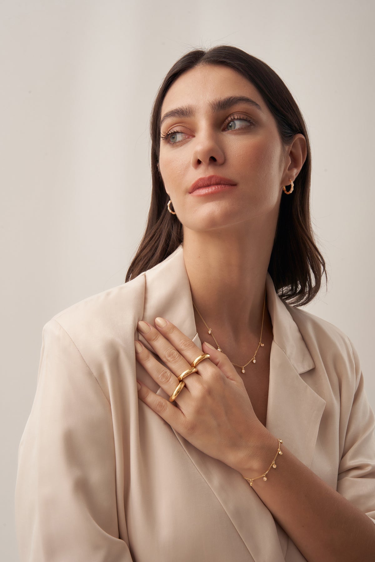 Gold Starry Night Bracelet with Zirconia Charms